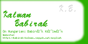 kalman babirak business card